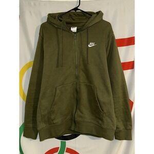 Nike Full Zip Hoodie Mens Large Green Sweatshirt